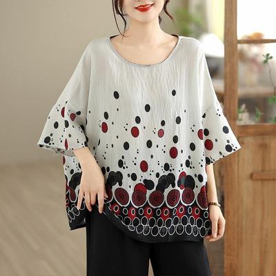 Krótki rękaw Oversize bawełna vintage Casual luźne koszulki topy Damska letnia koszulka