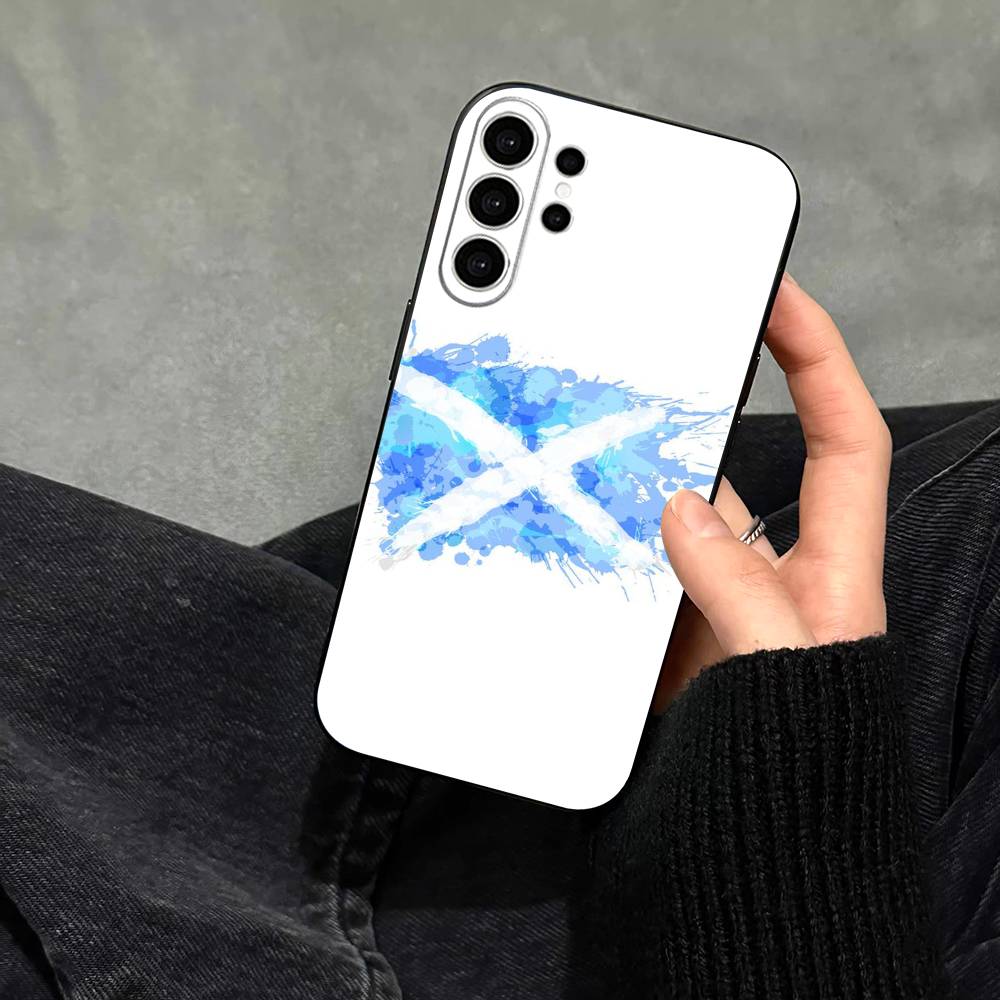 S-Scotland Scottish Flag Phone Case For Samsung S25,S24,S21,S22,S23,S30,Ultra,S20,Plus,Fe,Note,10,9,5G Black Cover