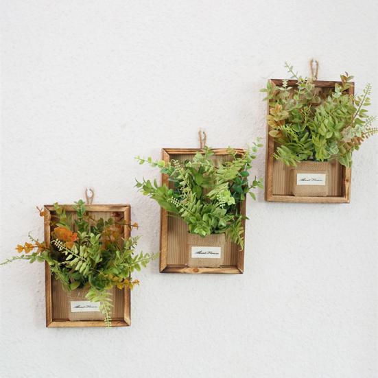 Wall Framed Artificial Plant Faux Greenery Plant in Frame Wall Decor Hanging