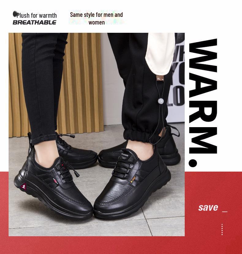 Warm, Non-Slip Waterproof Velvet-Lined Winter Cotton Shoes for Middle-Aged and Elderly Men and Women