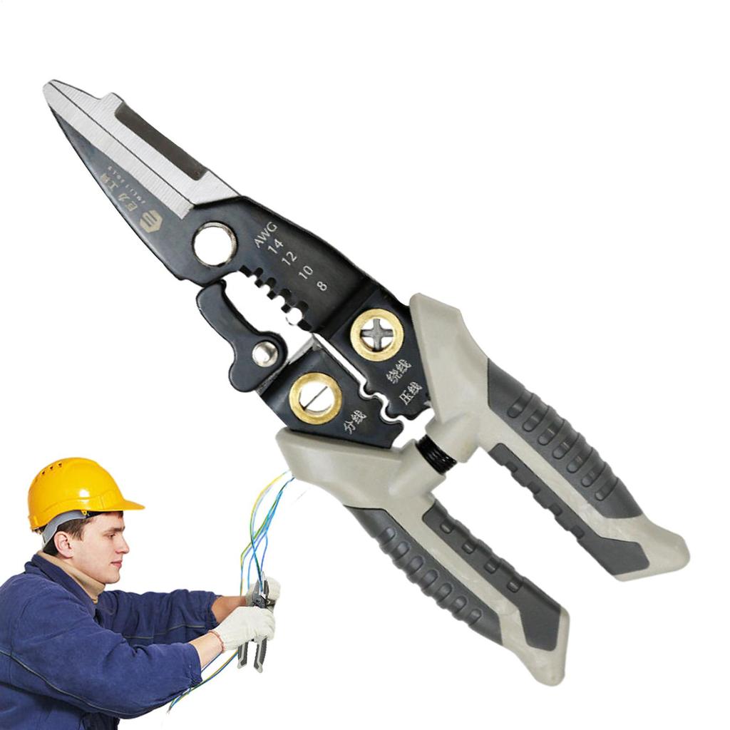 Electrical Wire Strippers Stainless Steel Cutting Pliers Cable Stripper For Home Stripping Trimming Splitting Crimping Shearing