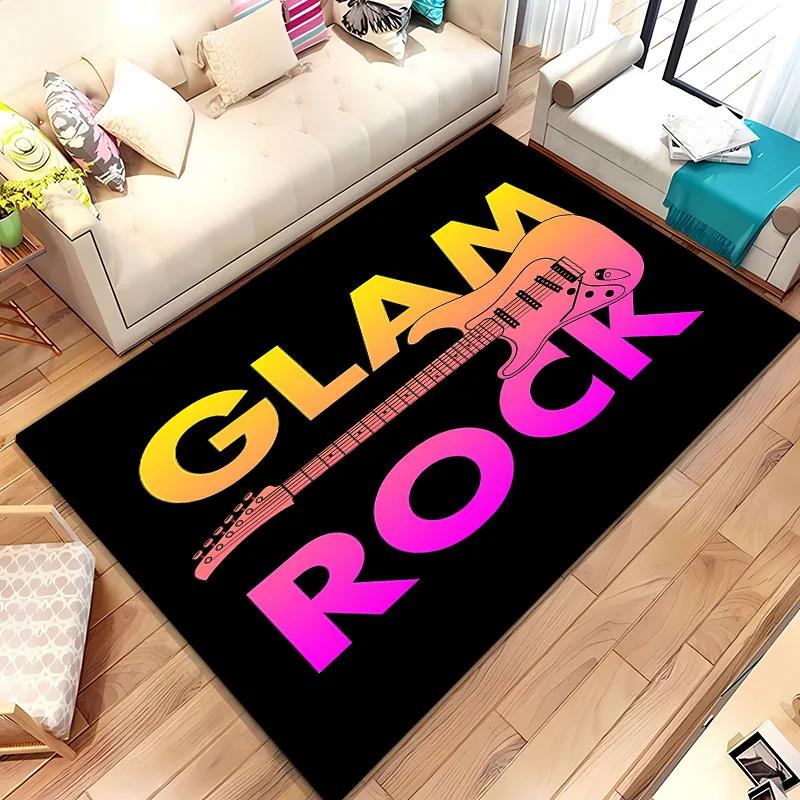 3D Printing Classic Rock Music Area Carpet for Living Room Cartoon Children's Bedroom Sofa Doormat Floor Rug Anti-slip Decor Mat