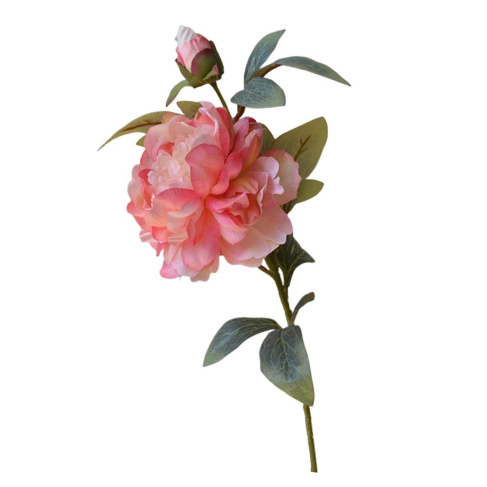 Jedwabne Płatki Symulacja Kwiatu Peonii Zielone Liście Sztuczny Kwiat Peonia Sztuczny Kwiat Prezent