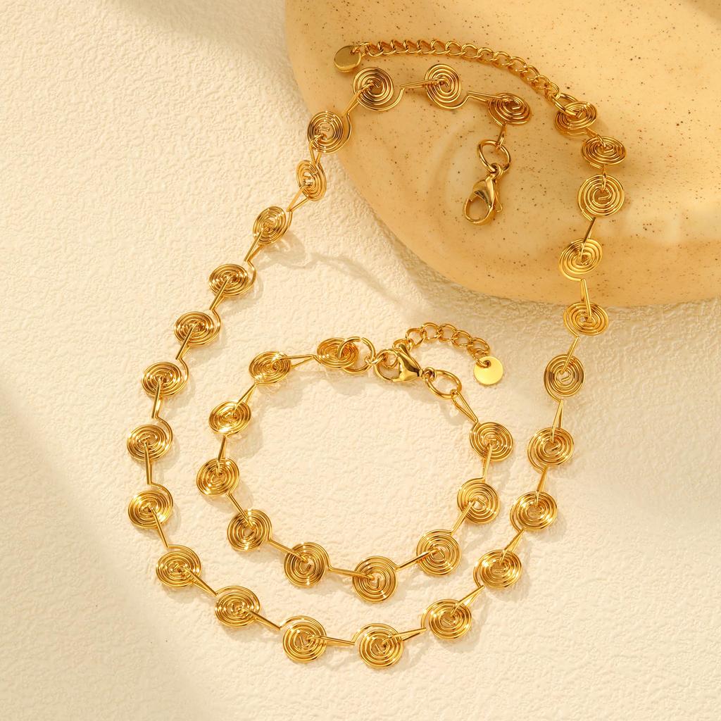 Unique Geometric Spiral Necklace for Women,Gold Color Stainless Steel Necklaces,Fashion Set Jewelry Gifts