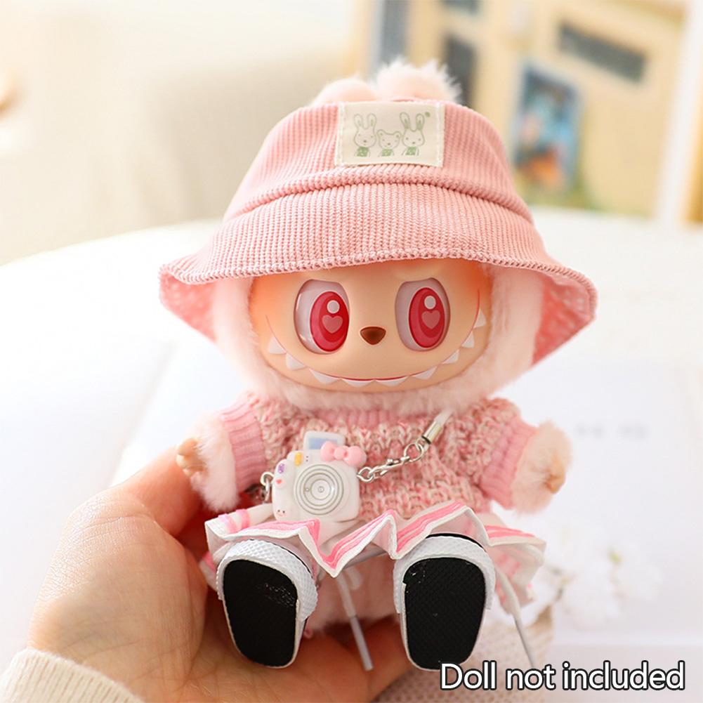 Mini Doll'S Clothes Outfit Accessories for 15-17cm Ropa Labubu & 10cm Cotton Doll Love Hoodie Pink Yarn Skirt Clothing No Doll