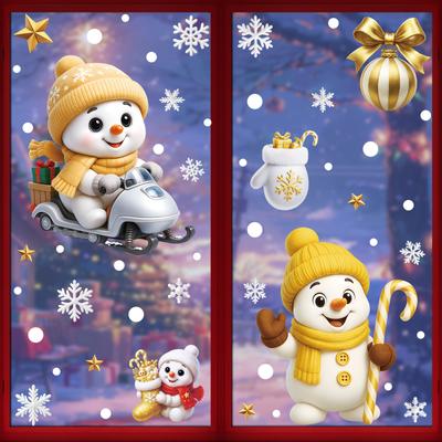 Christmas Stickers, Festive Atmosphere, Green Static Stickers, Window Stickers, Refrigerator Stickers