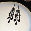 European and American diamond-encrusted water droplets hollow fringed ears court style heavy industry earrings light luxury high-end earrings