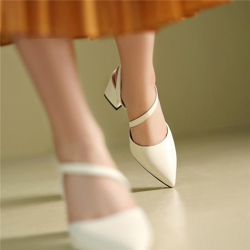 Women's High-heeled Sandals Spring and Summer New Simple and Versatile Thick-heeled Large-size Bag Head Sandals