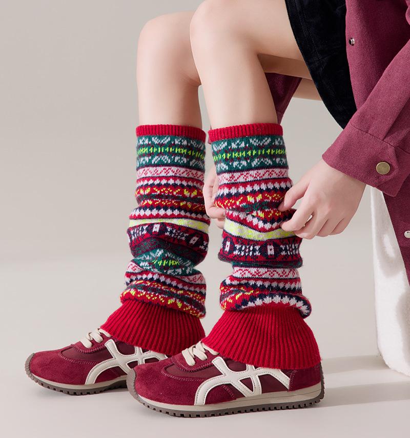 Fluorescencyjne Kamuflażowe Czeskie Wełniane Podkolanówki dla Kobiet