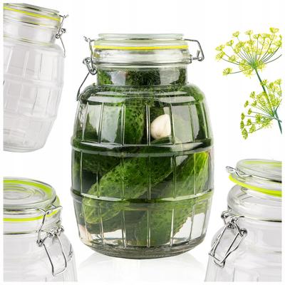 Glass Jar (barrel) 2.2l with Metal Clip + Green Seal