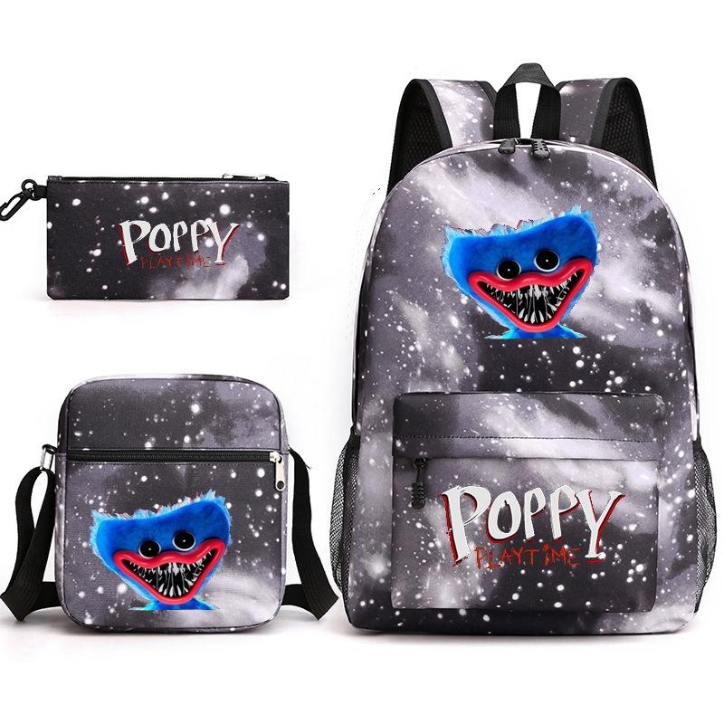 Poppyplaytime Playtime Student Backpack Lunch Bag Pencil Bag Three-Piece Set School Bag Backpack three-piece set