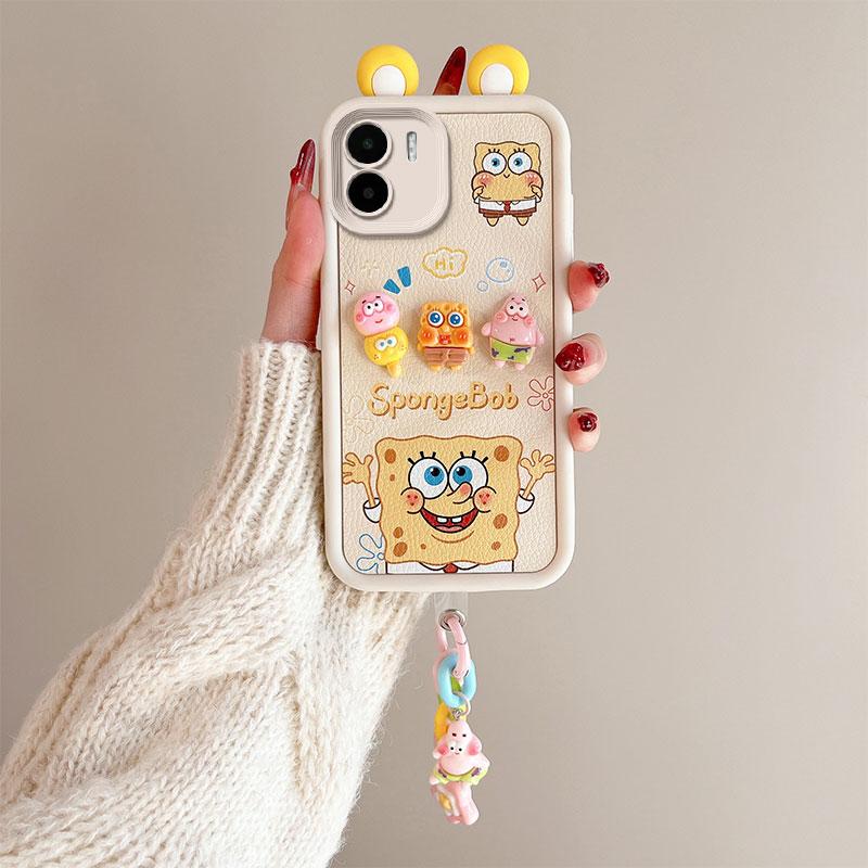 KEYSION Cute Ear 3D Cartoon Case for Redmi 13C 4G 5G with Bracelet Soft Silicone Shockproof Phone Cover for Xiaomi POCO C65