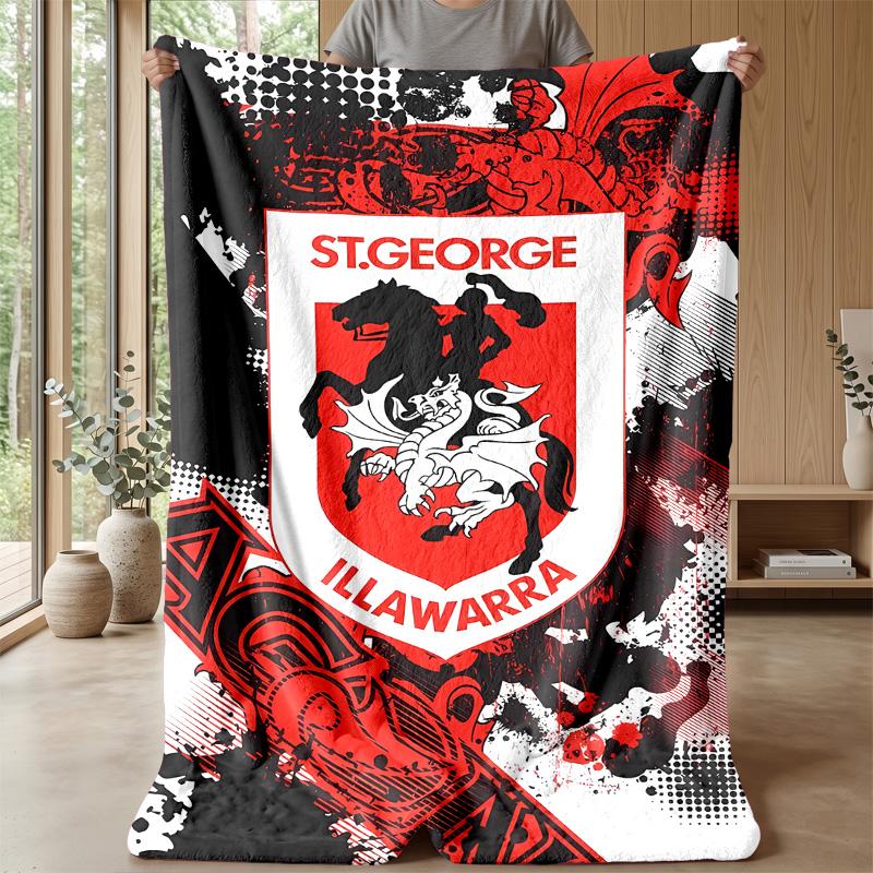 St George DragonPrinted Flannel Blanket Cozy Skin-Friendly Warm Throw for Couch Bed Indoor Daily Use