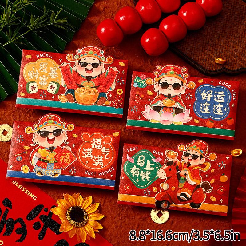 4/6Pcs Red Envelopes Chinese Latest Year  Money Pockets Wedding Spring Festival Red Pockets Traditional Lunar Year Of The Horse