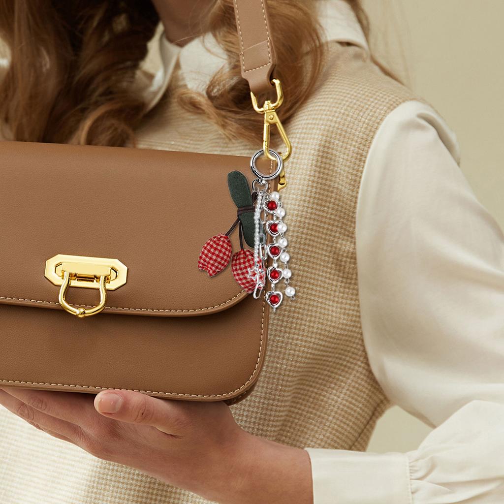 Lovely Keychain Cherry Shape Keyring Hanging Ornaments Bag Charm Bag Pendant Decorations Fashion Car Key Chain