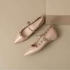 Small Inner Height Increase Single Shoes Women's 2025 Autumn Temperament Rivet Pointed Mary Jane Outside Wearing Shallow Patent Leather Boat Shoes