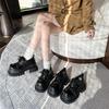 Spring 2025 new soft leather lace-up platform heightening loafers women's British style retro versatile JK small leather shoes