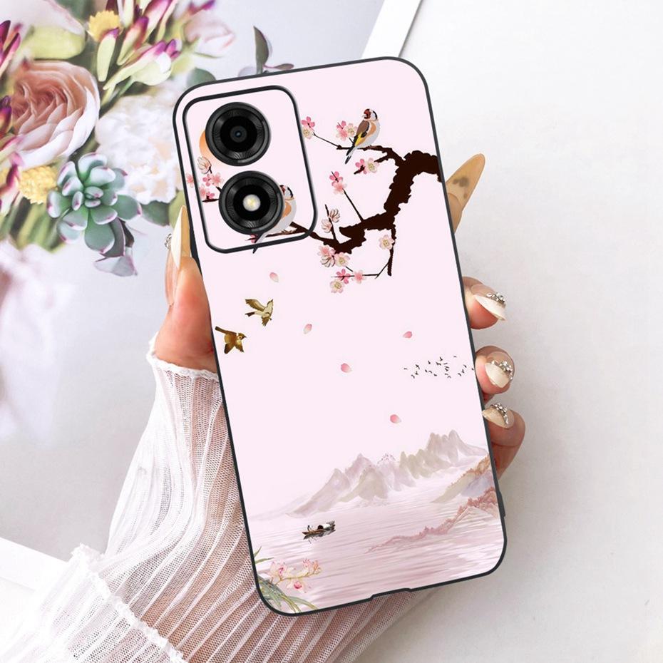 Cute Printing Phone Case For Motorola Moto E14 Soft Black Silicone TPU Cases For Moto E14 Covers Bumpers