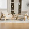Scandinavian Fabric Lounge Chair – Soft Chenille Fabric and Sturdy Wood Frame, Ideal for Living Room & Bedroom-BEIGE