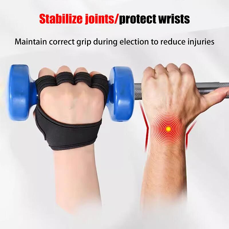1Pair Hand Wrist Palm Protector Gloves Gym Fitness Heavy Glove Gloves Half Non-Slip Wrist Finger Weightlifting Sport Support