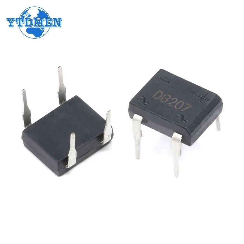 20 piezas DB207 Puente rectificador DIP4 1000 V 2 A DB207S Diodo rectificador de potencia Componentes electrónicos IC