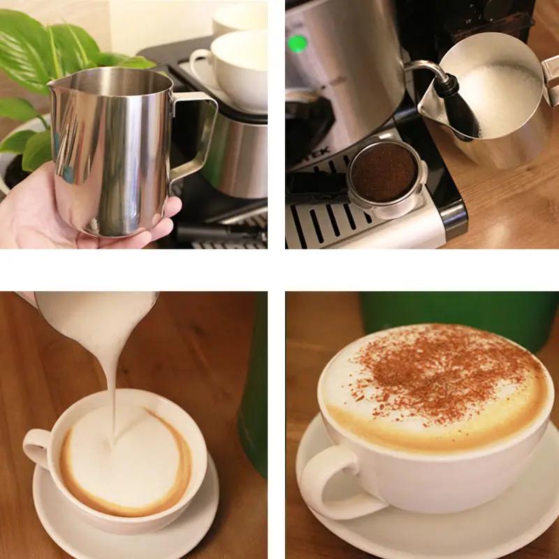 350/600/900ml Milk Creamer Frothing Pitcher With Scale Stainless Steel Coffee Cup Jug Latte Espresso Steaming Cappuccino Cup