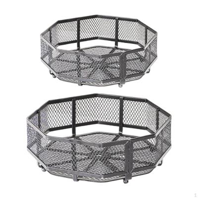 2Pcs Countertop Fruit Basket Vegetables Storage Rack Counter Large Capacity Container Metal Wire