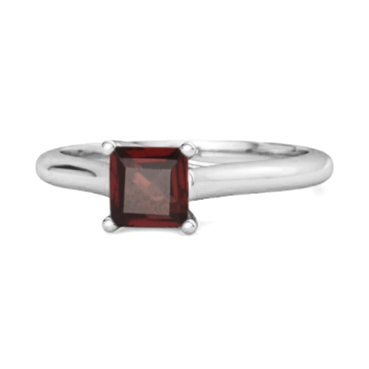 

Solitaire Square Cut Garnet 925 Sterling Silver Promise Ring 9.5 білий