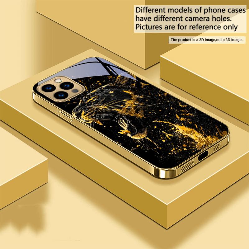 

Black Panther Roars For IPhone 17Pro Max 16 17 Pro oMax 15 Pro 14 13 Plus 12Mini 11 Pro Max XR 16E Air Golden glass phone case iPhone XS