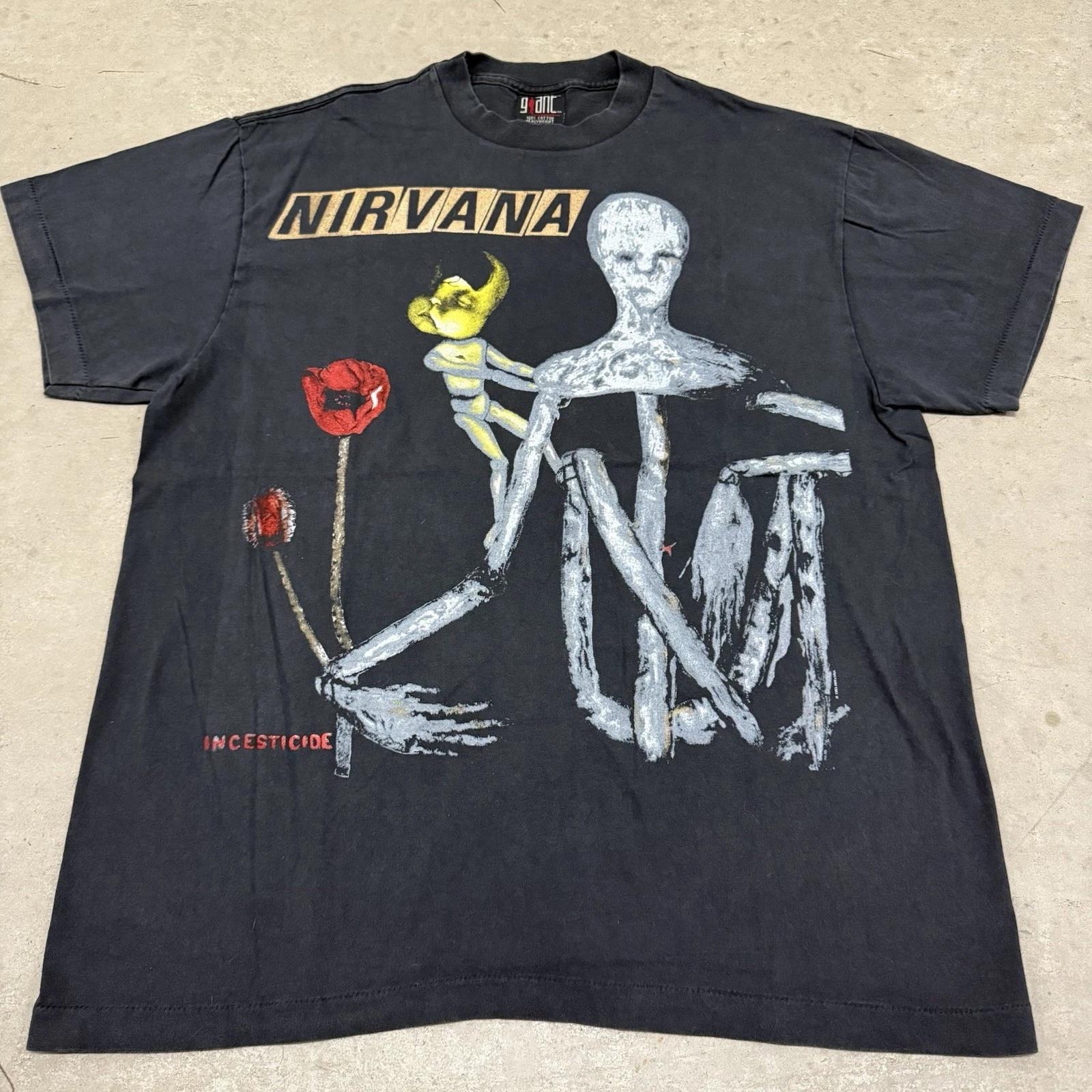 

Vintage Nirvana Incesticide T T-Shirt Giant Tag Size XL Faded Made In USA REPRINT S