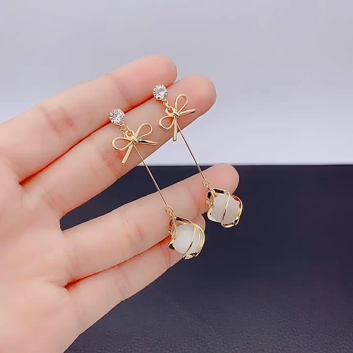 

1 Pair Elegant Simple Tassel Earrings Exquisite Glass Beads Bow Knot Design Fashion Daily Accessories Women s Jewelry Earrings