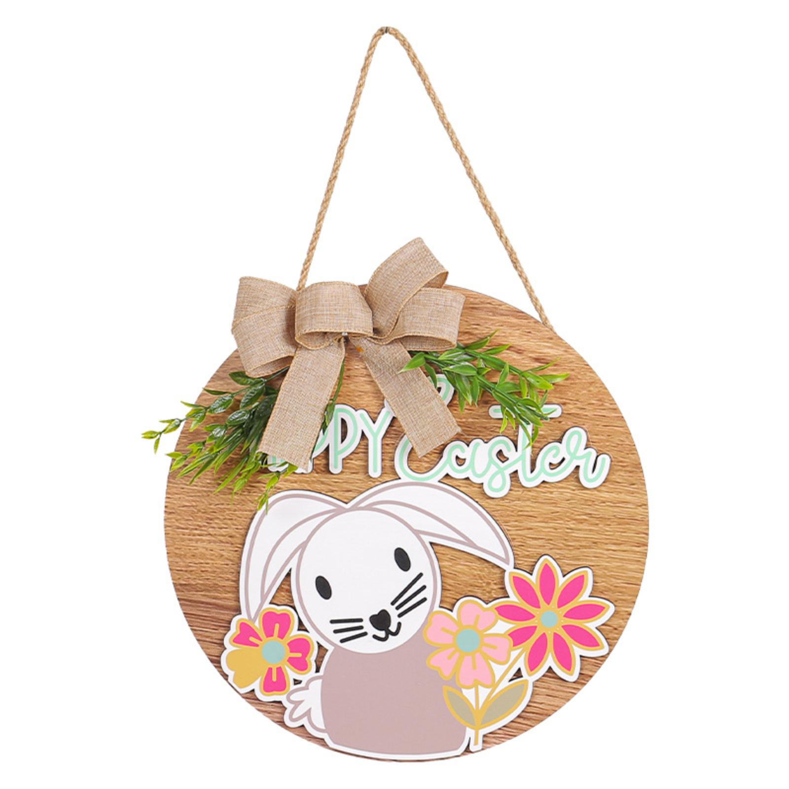 

Easter Wooden Sign Wreath Easter Bunny Decoration Pendant Outdoor Patio Door Hanging One Size