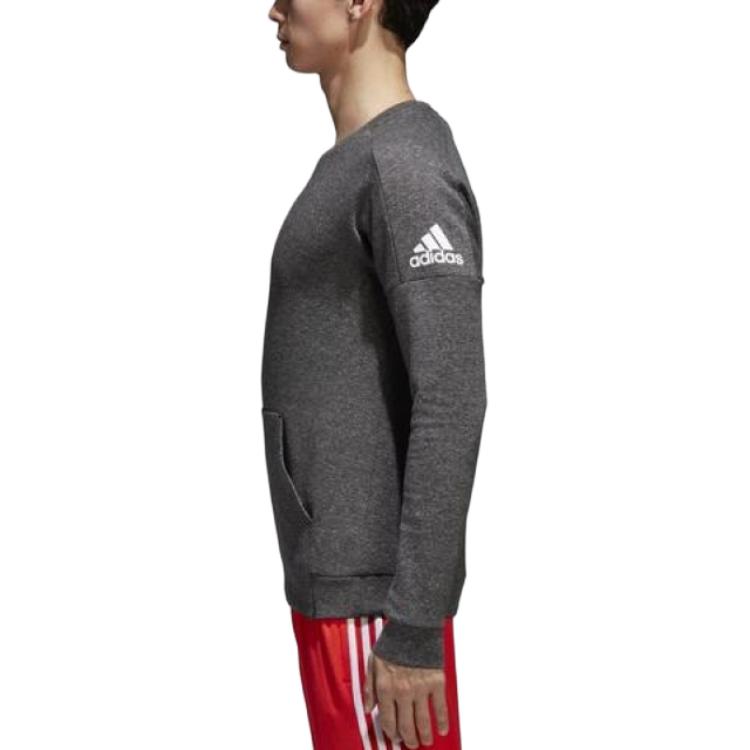 adidas Id Stadium Solid Color Casual Crew Neck Pullover Long Sleeve Sweatshirt Men Sweatshirt Dark-Gray CG2098