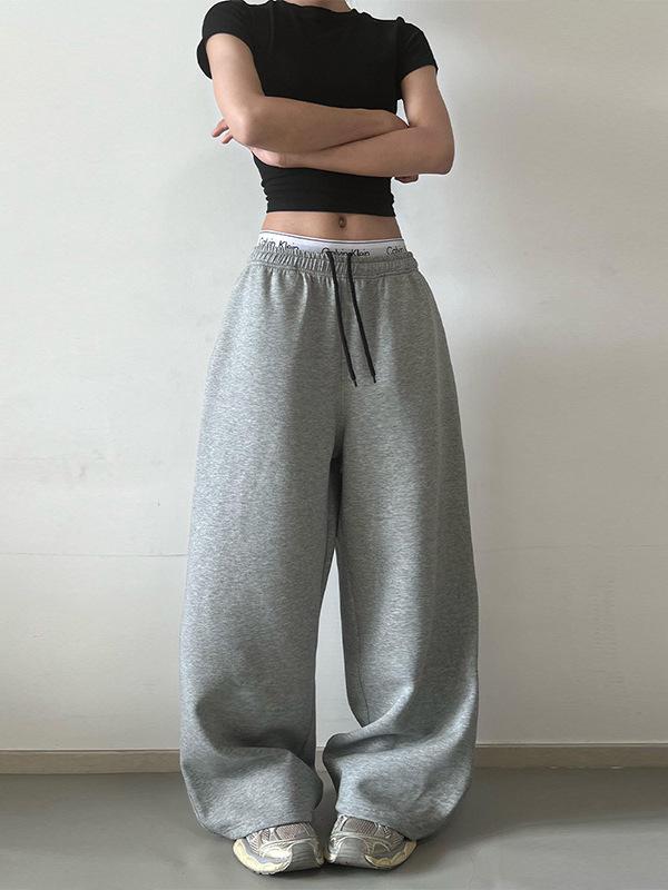 LKTM Unisex Grey Casual Wide-Leg Sweatpants