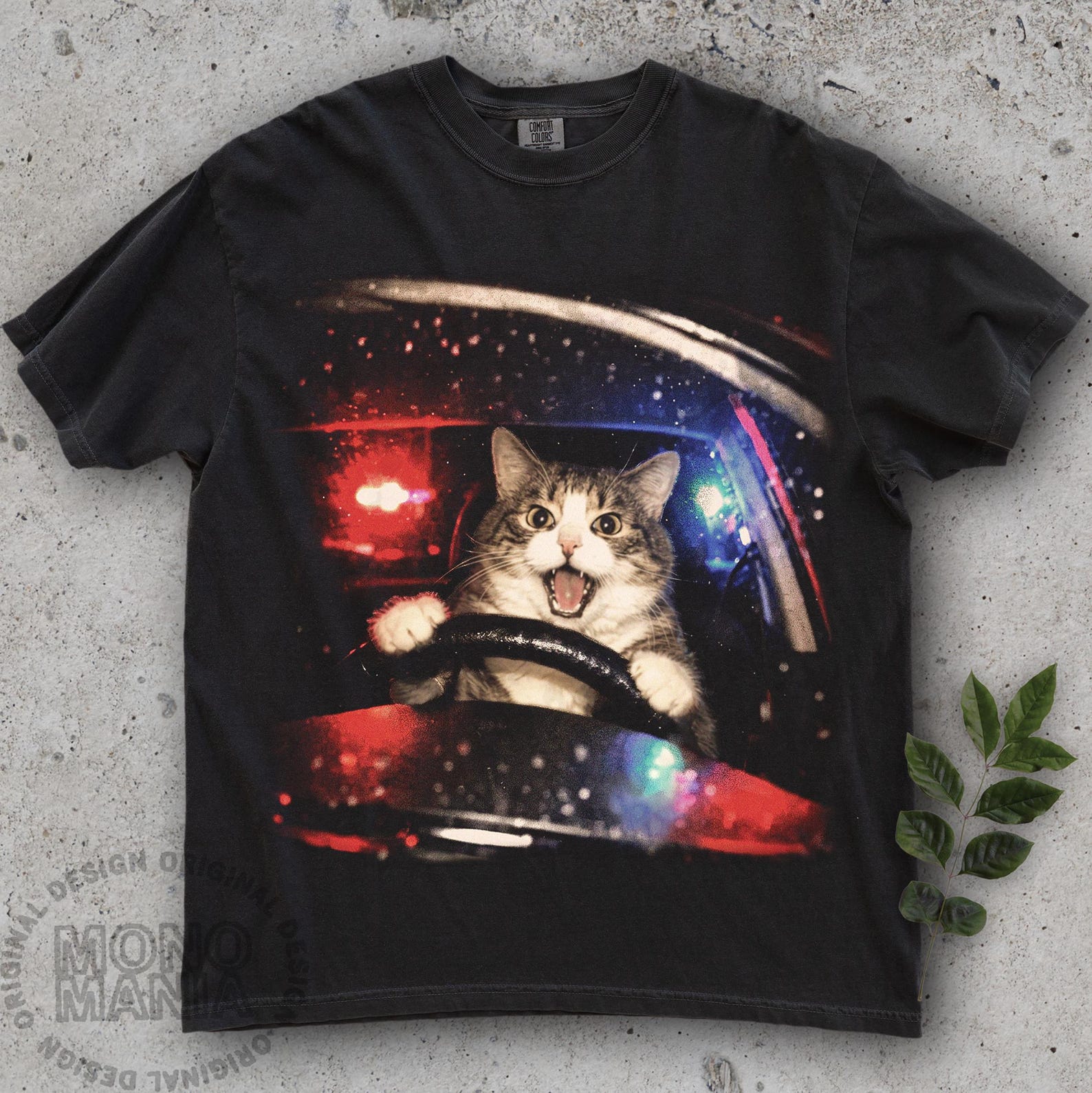 Funny Cat Car Chase Meme Shirt, Vintage Kitty Driving Tee 3XL