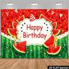 2D Bunte Wassermelonenscheiben Geburtstag Hintergrund mit Kerzen Foto Banner
