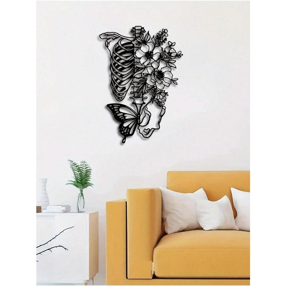 1pc Skeleton Gothic Style Iron Decor Wall Hanging, Suitable For Bedroom, Living Room And Entrance, Home Decor,Home Decor ,Room Decor,Wall Decor