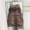 Autumn and Winter New Down Jacket Women's Vest Short Hooded Thickened Knitted Wool Cuffs White Duck Down Vest