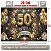 2D Black Gold Happy 50th Birthday Backdrop Glitter Balloon Party Decoration Banner