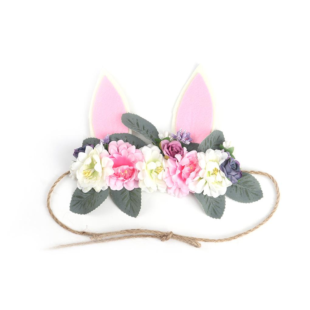 Headwear Garland Rabbit Ears Floral Flower Hair Accessories Baby Girl Headband
