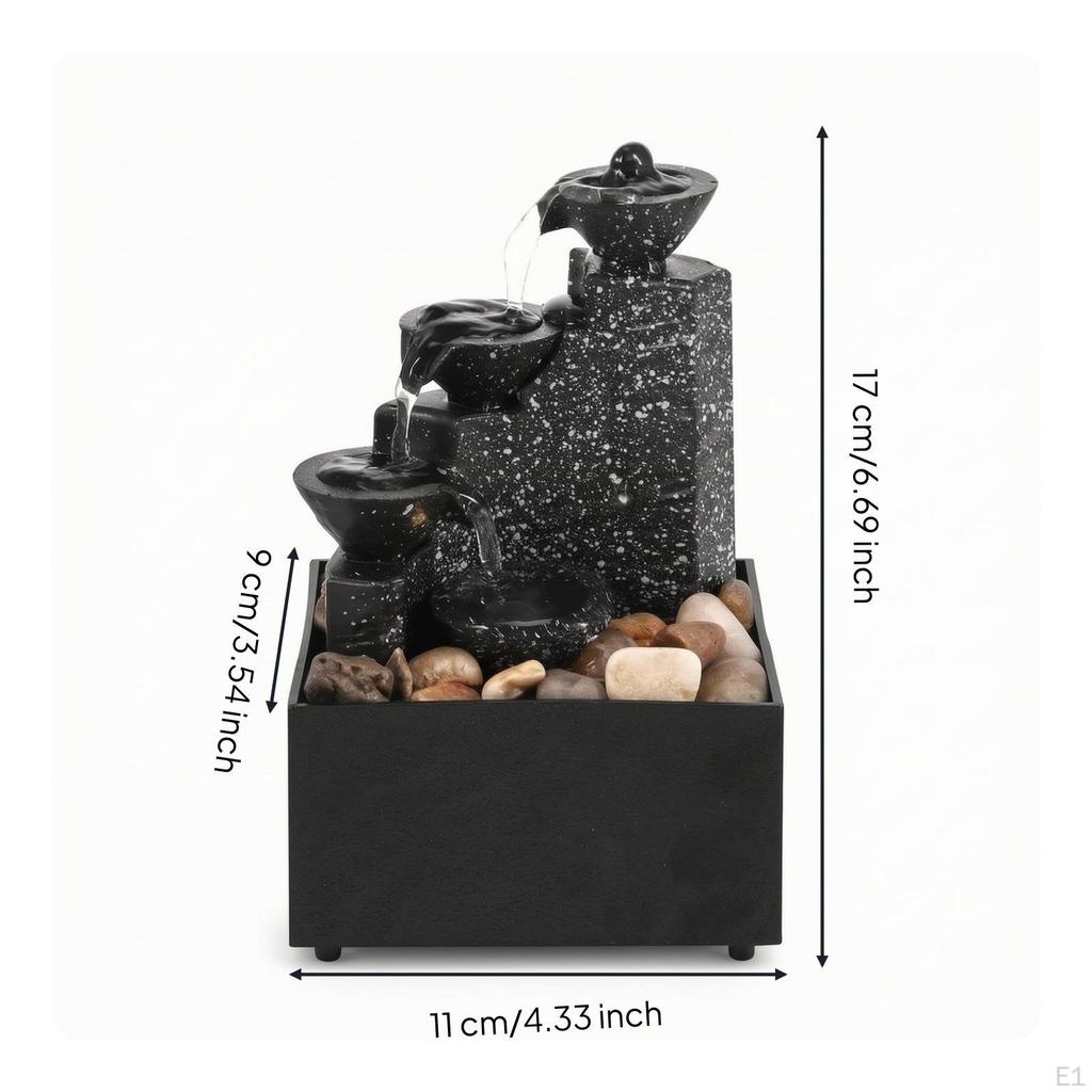 Tabletop Water Feature with Pebbles 4Tier USBPowered for Office, Living