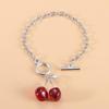 Punk Red Cherry Pendant Choker Y2K Necklace Earrings Bracelet For Women Girls Summer Dancing Party Jewelry Gift