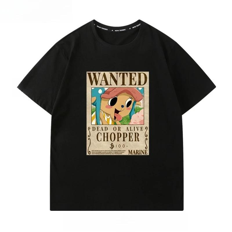 Straw Hat Luffy Chopper ONE PIECE Twodimensional Design Shortsleeved Top Pure Cotton Shortsleeved Mens and Womens Tshirt