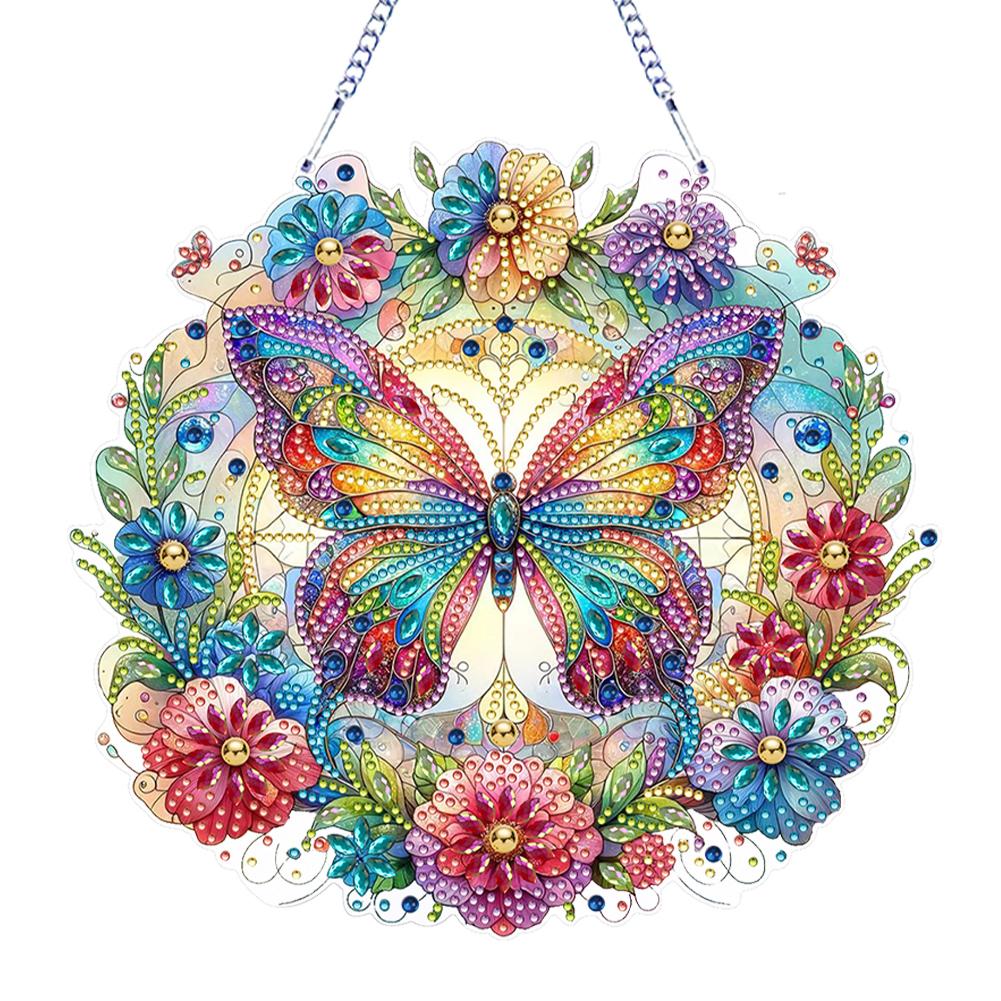 PET Double Sided Special Shaped Flower Animal Rhinestone Diamond Art Window Pendants Diamond Painting Hanging Decor for Beginner