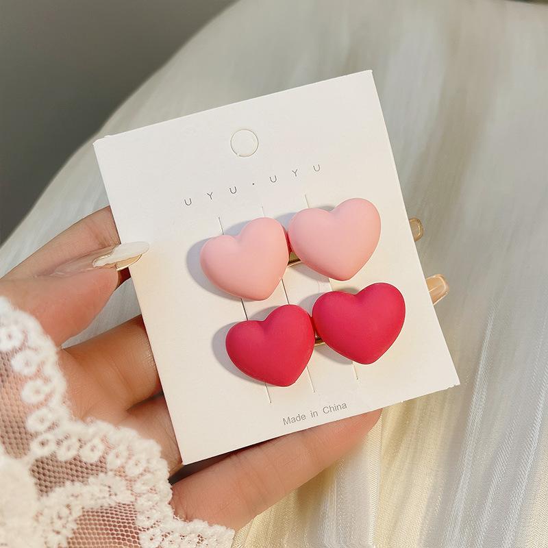 Cute Love Hairpins Girls Korean Frosted Hair Clips Acrylic Fashion  Barrette Trendy Girls Hair Accessories Jewelry Pins