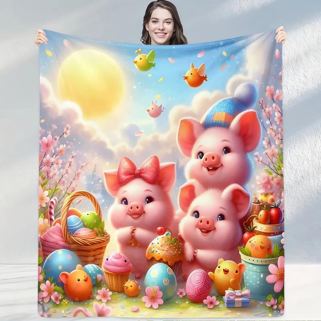 Pastoral Cute Pet Living Room Blanket Soft Throw for Living Rooms Decorative Gift with Chicken Pattern Fits Home Decoration