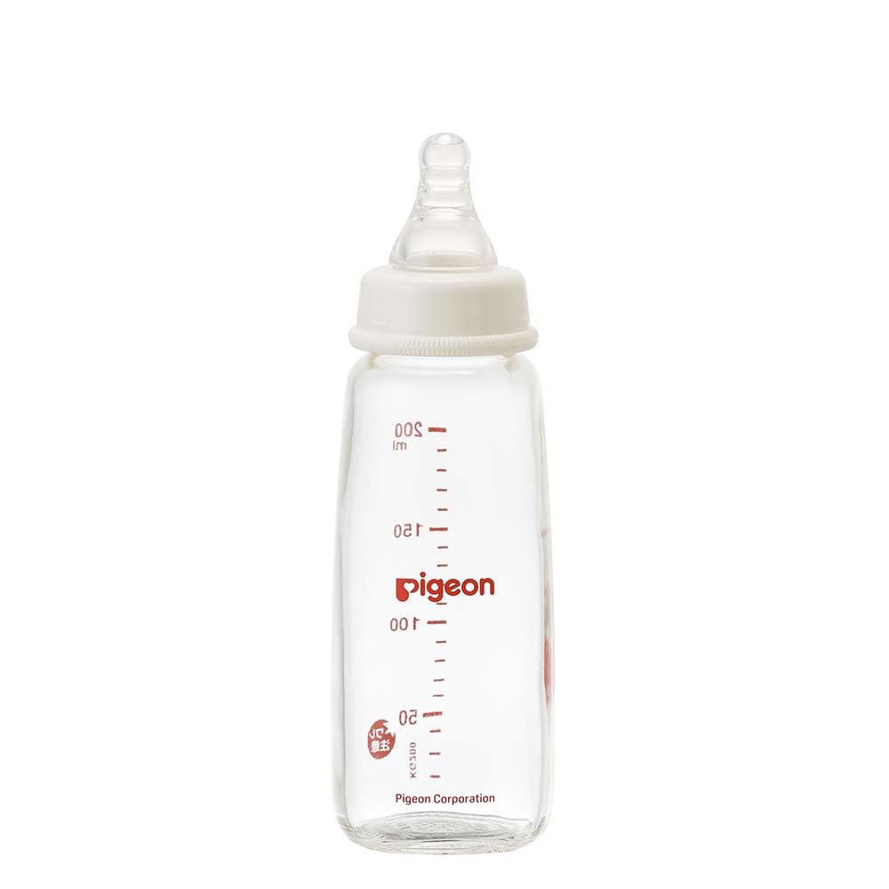 Pigeon Slim Baby Bottle, 200ml, Made of Heat-Resistant Glass, Quick-Cooling, Scratch-Resistant, and Hygienic