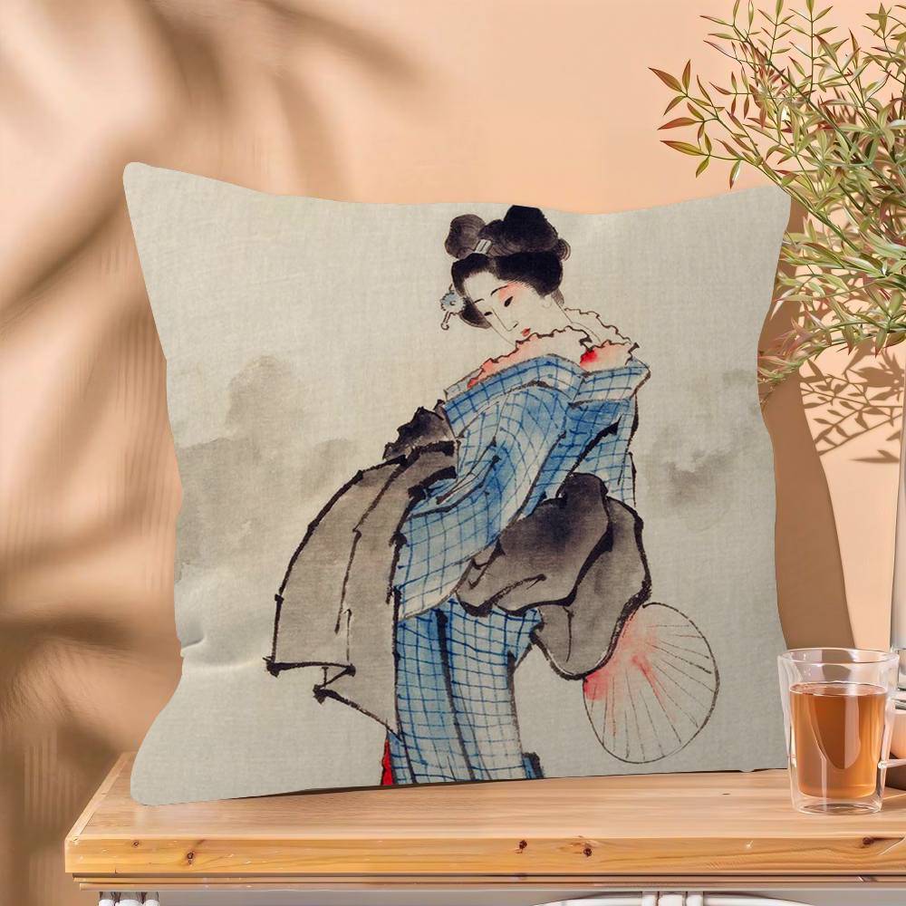 Vintage The Great Wave Katsushika Hokusai Office Cushion Pillowcase Car Cushion Cover45X45CM Lumbar Pillowcase Sofa Pillowcover