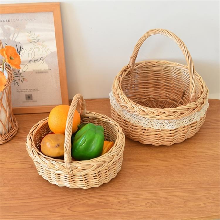 Fruit Bread Basket Breathable Rattan Basket Vegetable Storage Serving Basket for Wedding Home Party Photography
