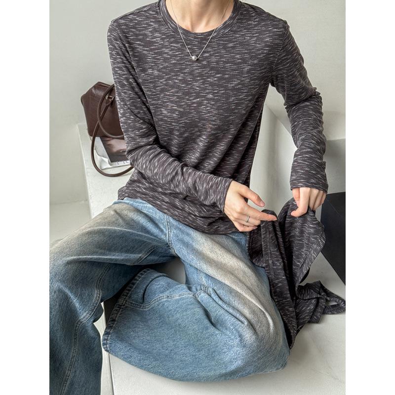 

Orange Zhi Autumn Women s Knit Sweater - Round Neck, Irregular Crossover Design, Versatile Top One Size